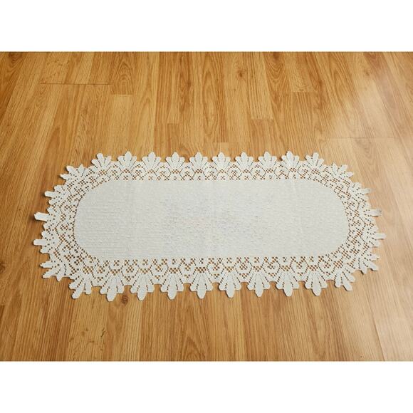 Lace Table Runner Birdhouses Spring Cottage 36.5x14 White Doily Decor Coquette - Picture 7 of 8